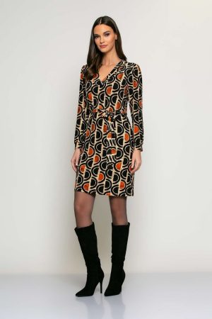 Kleedje met V-hals en print