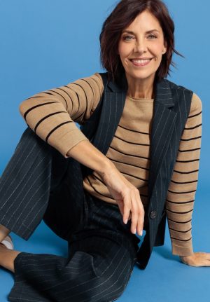 Andra - mouwloos gestreept vestje