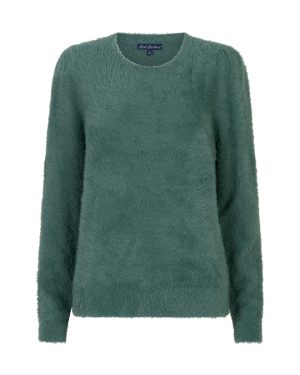 Fuzzy puff sleeve pluche pull