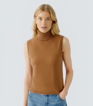 Mouwloze rolkraag pull