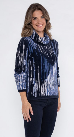 Pluche pull met hangkraag