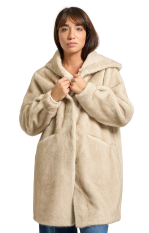 Pelsen jas met kap (faux fur)