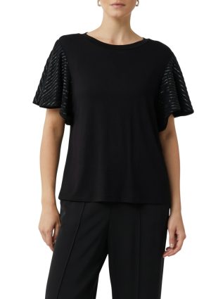 T-shirt met fladdermouw en pailletten