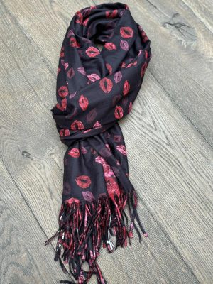 Zachte sjaal met lippen print